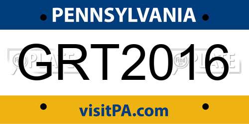 GRT2016 Pennsylvania License Plate