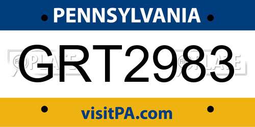 GRT2983 Pennsylvania License Plate