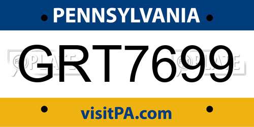 GRT7699 Pennsylvania License Plate