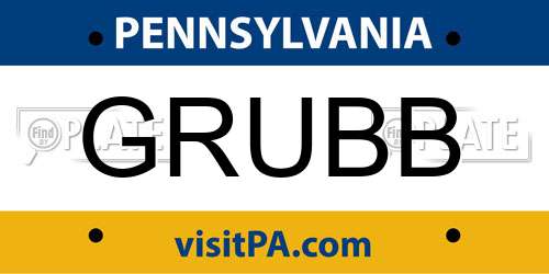 GRUBB Pennsylvania License Plate