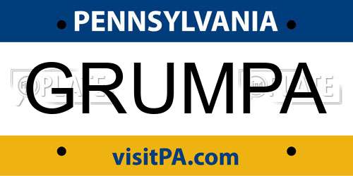 GRUMPA Pennsylvania License Plate