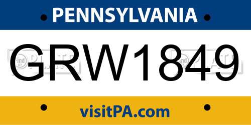 GRW1849 Pennsylvania License Plate