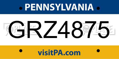 GRZ4875 Pennsylvania License Plate