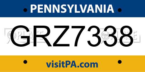 GRZ7338 Pennsylvania License Plate