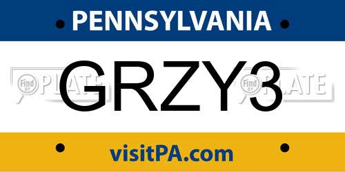 GRZY3 Pennsylvania License Plate