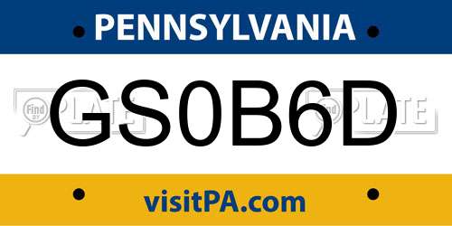 GS0B6D Pennsylvania License Plate