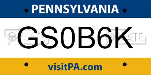 GS0B6K Pennsylvania License Plate