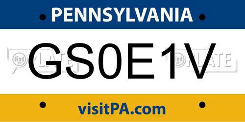 GS0E1V Pennsylvania License Plate