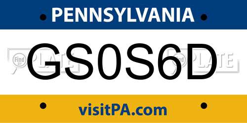 GS0S6D Pennsylvania License Plate