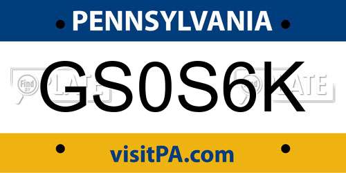 GS0S6K Pennsylvania License Plate