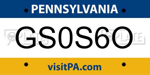 GS0S6O Pennsylvania License Plate
