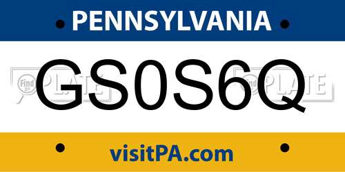 GS0S6Q Pennsylvania License Plate