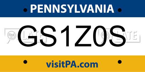 GS1Z0S Pennsylvania License Plate