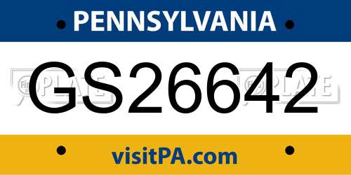 GS26642 Pennsylvania License Plate