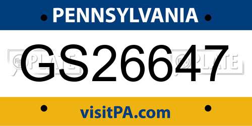 GS26647 Pennsylvania License Plate