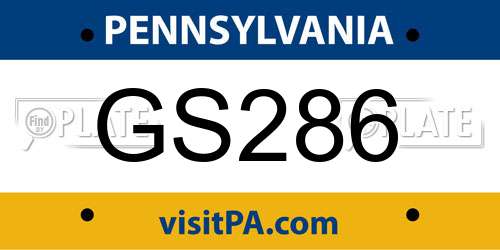 GS286 Pennsylvania License Plate