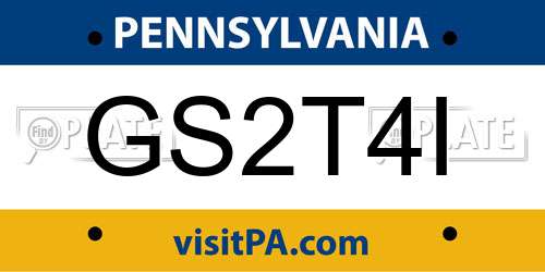 GS2T4I Pennsylvania License Plate