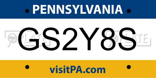 GS2Y8S Pennsylvania License Plate
