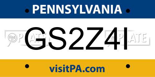 GS2Z4I Pennsylvania License Plate
