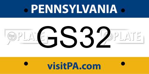 GS32 Pennsylvania License Plate