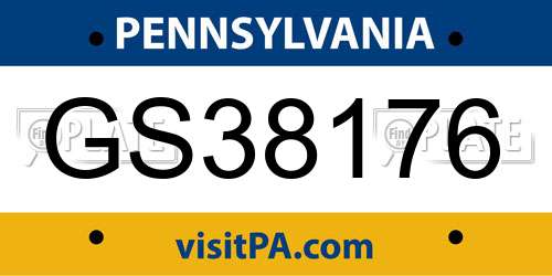 GS38176 Pennsylvania License Plate