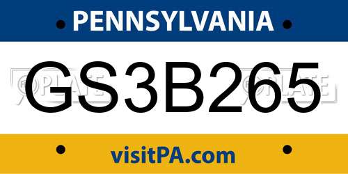 GS3B265 Pennsylvania License Plate