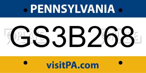 GS3B268 Pennsylvania License Plate