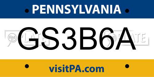 GS3B6A Pennsylvania License Plate