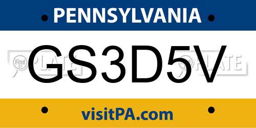 GS3D5V Pennsylvania License Plate