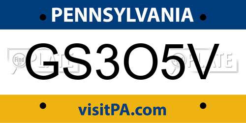 GS3O5V Pennsylvania License Plate