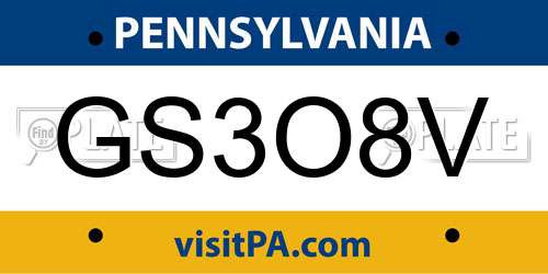 GS3O8V Pennsylvania License Plate