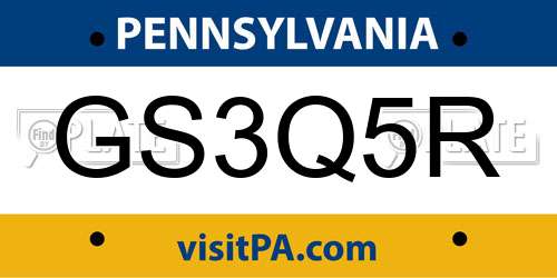 GS3Q5R Pennsylvania License Plate