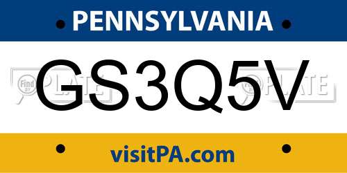 GS3Q5V Pennsylvania License Plate