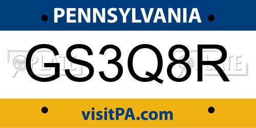 GS3Q8R Pennsylvania License Plate