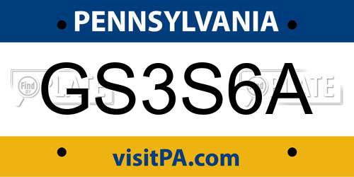 GS3S6A Pennsylvania License Plate