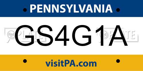 GS4G1A Pennsylvania License Plate