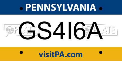 GS4I6A Pennsylvania License Plate