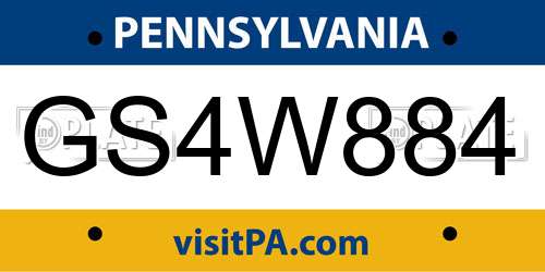 GS4W884 Pennsylvania License Plate