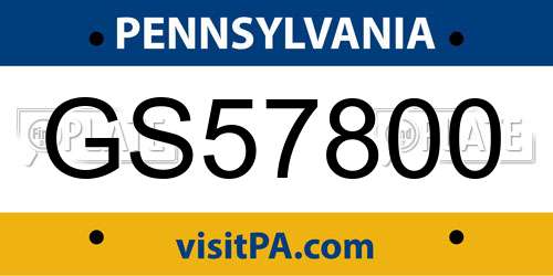 GS57800 Pennsylvania License Plate