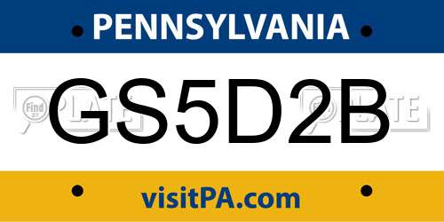 GS5D2B Pennsylvania License Plate