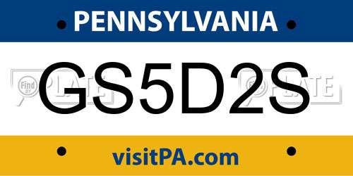 GS5D2S Pennsylvania License Plate