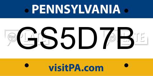GS5D7B Pennsylvania License Plate