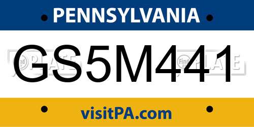 GS5M441 Pennsylvania License Plate