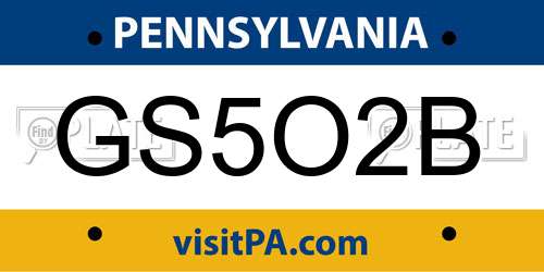 GS5O2B Pennsylvania License Plate