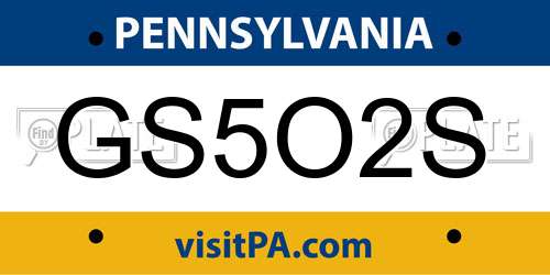 GS5O2S Pennsylvania License Plate