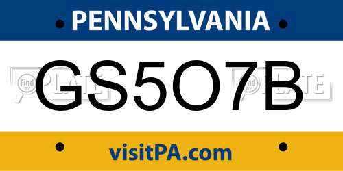 GS5O7B Pennsylvania License Plate