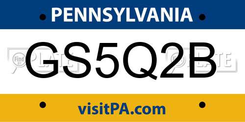 GS5Q2B Pennsylvania License Plate
