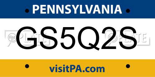 GS5Q2S Pennsylvania License Plate