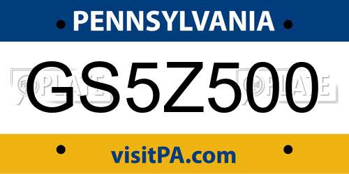 GS5Z500 Pennsylvania License Plate