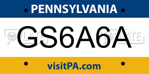 GS6A6A Pennsylvania License Plate